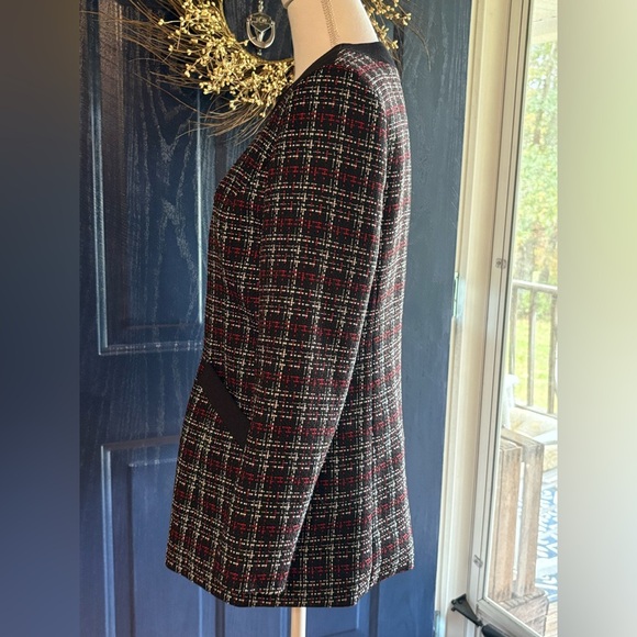 Kasper women's collarless tweed blazer with a plaid pattern size 6 - Picture 5 of 13